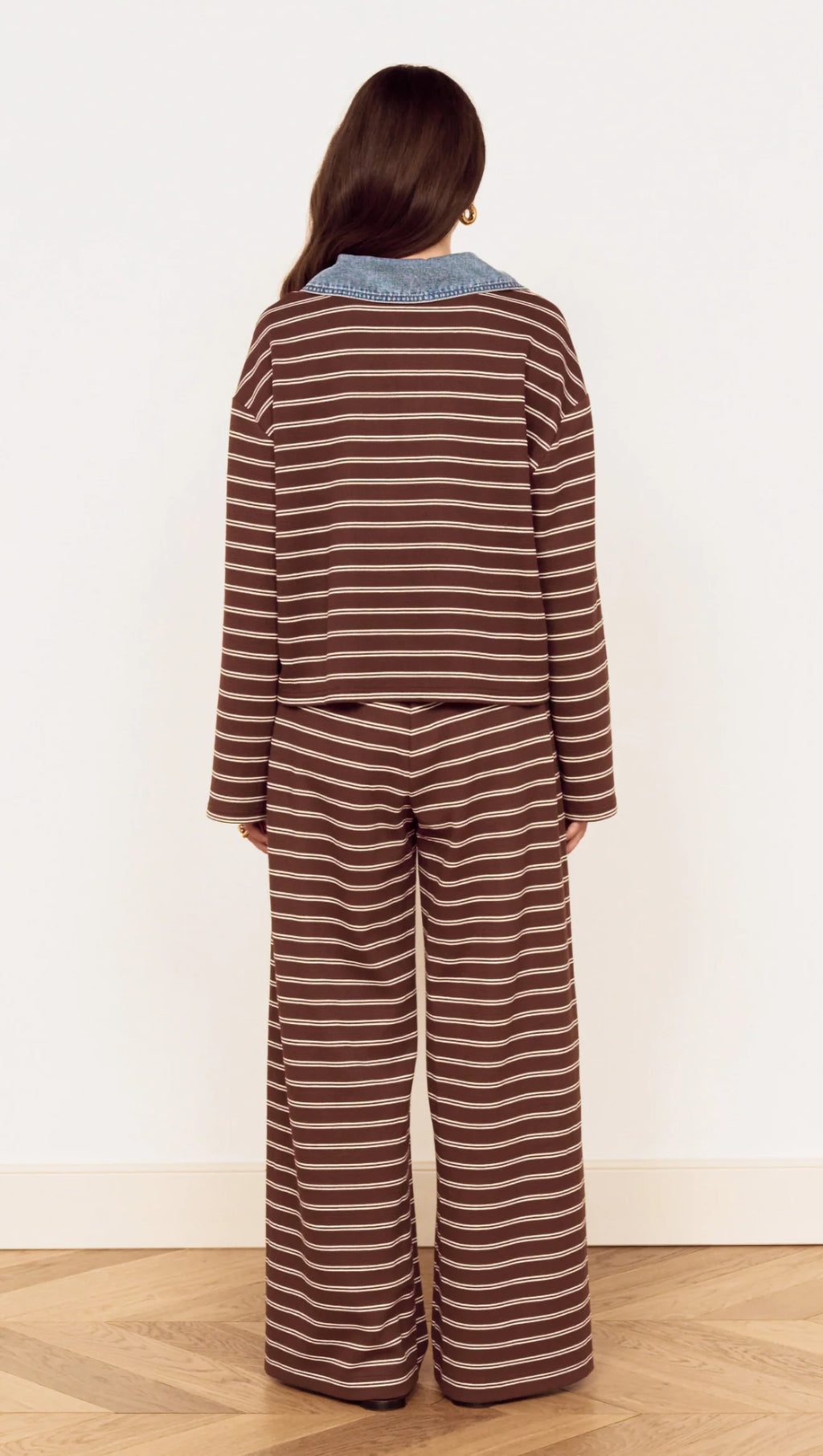 Vesper Polo Top (Chocolate Stripe)