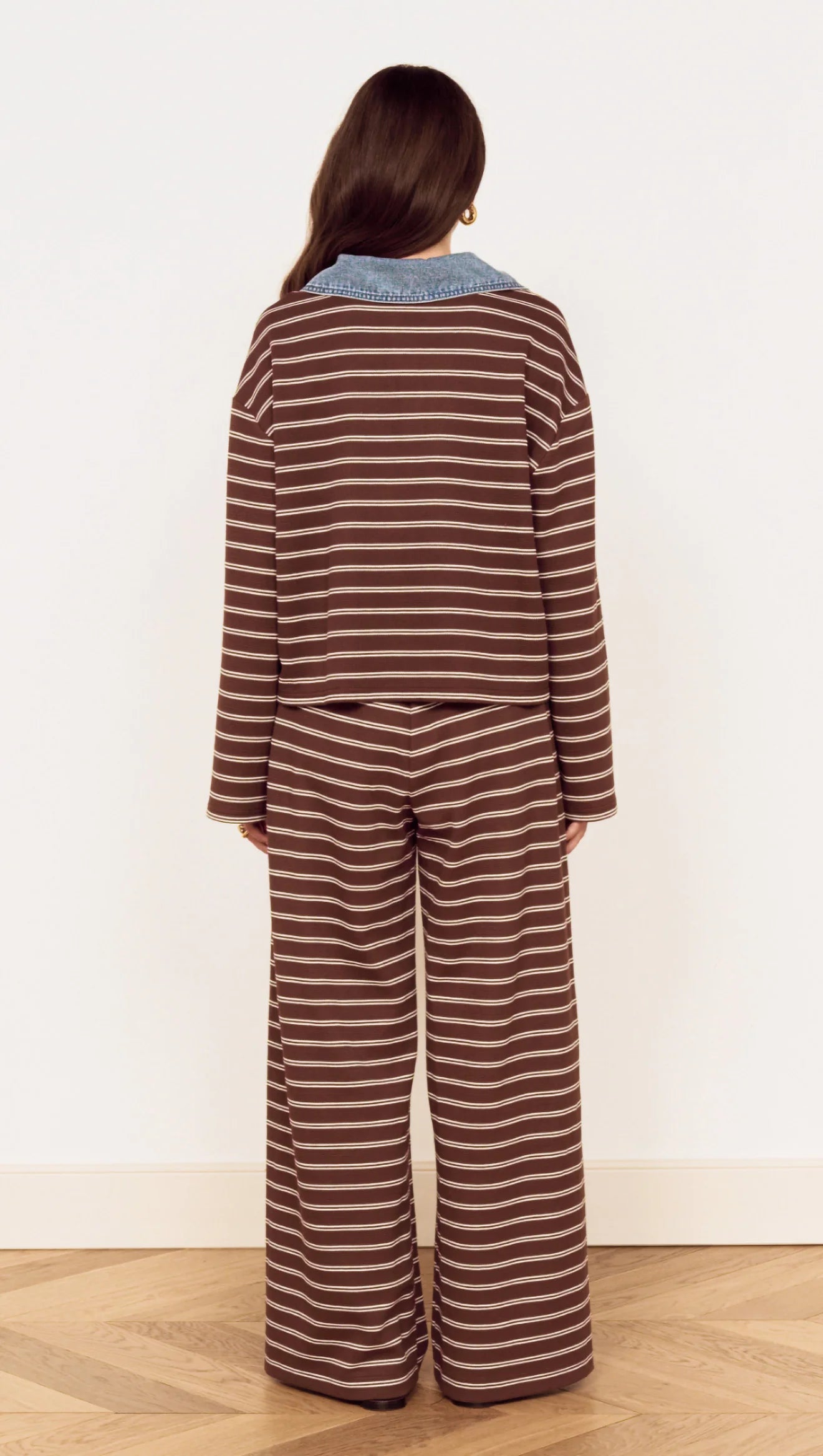 Vesper Polo Top (Chocolate Stripe)