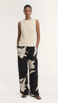 Veda Relaxed Pant (Black/Cream Floral)