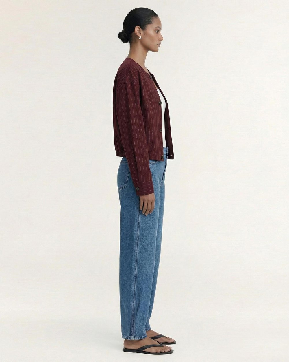 Reed Crop Jacket ( Wine Pinstripe)