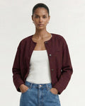 Reed Crop Jacket ( Wine Pinstripe)