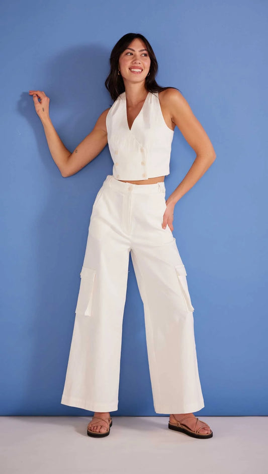 Lottie Cargo Pants | White