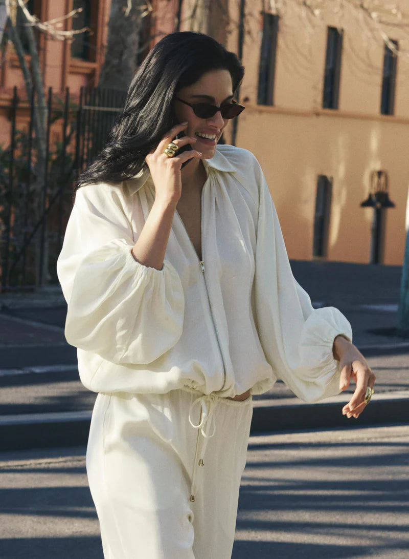 Mercer Bomber Jacket-Ivory