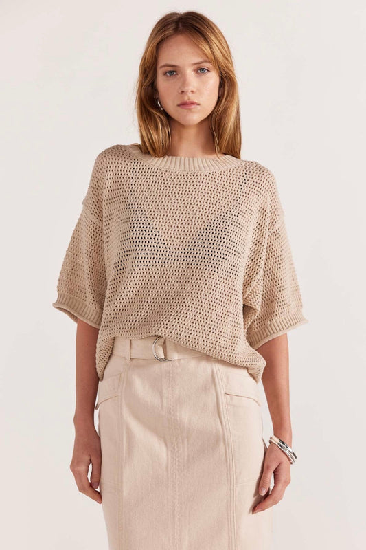 Nora Open Knit Tee | Natural