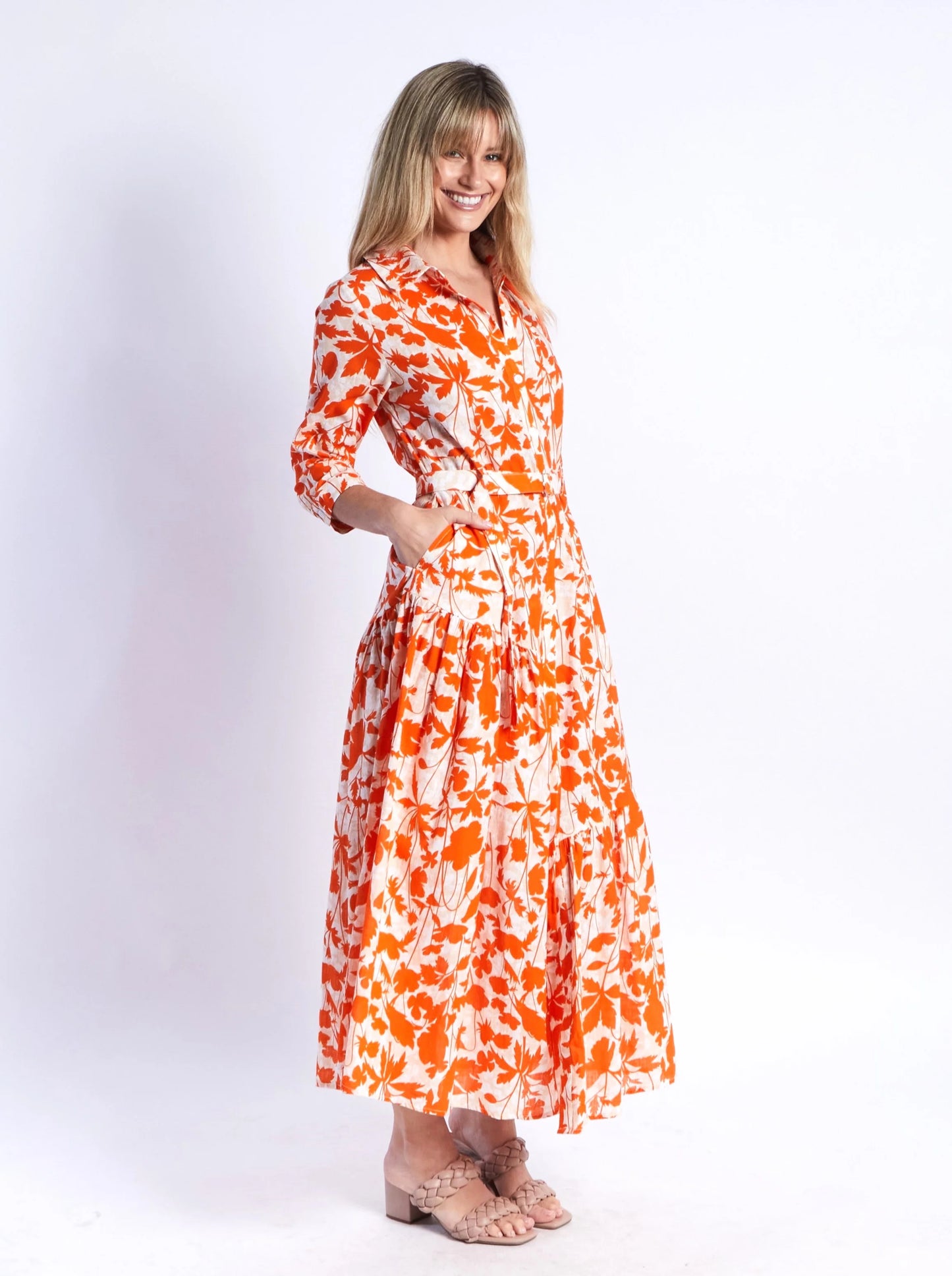 Zoe Shirt Dress | Orange