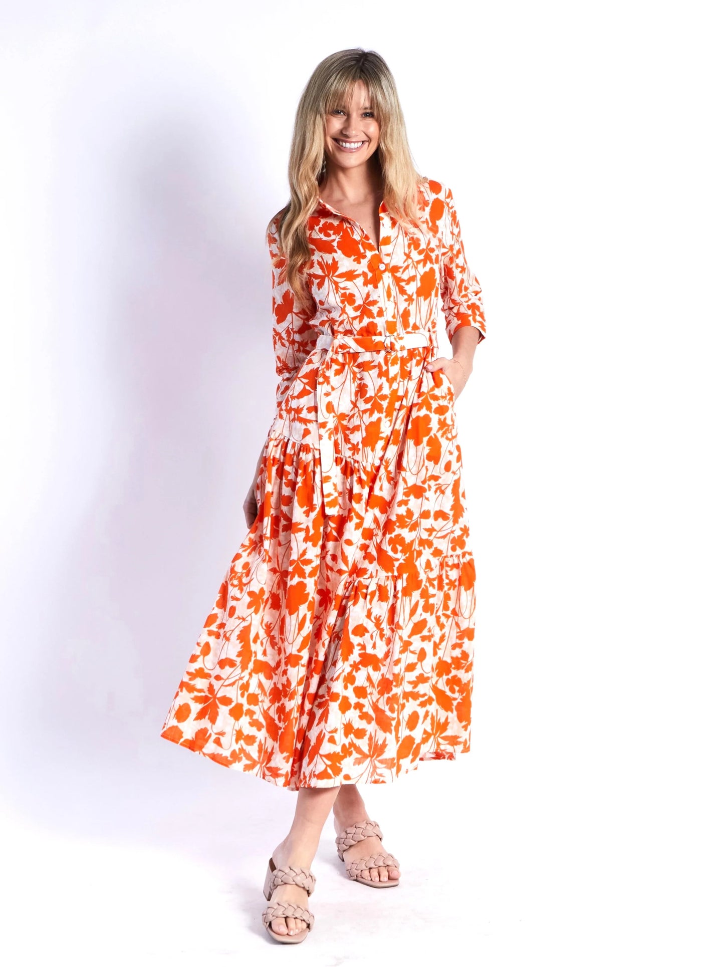 Zoe Shirt Dress | Orange