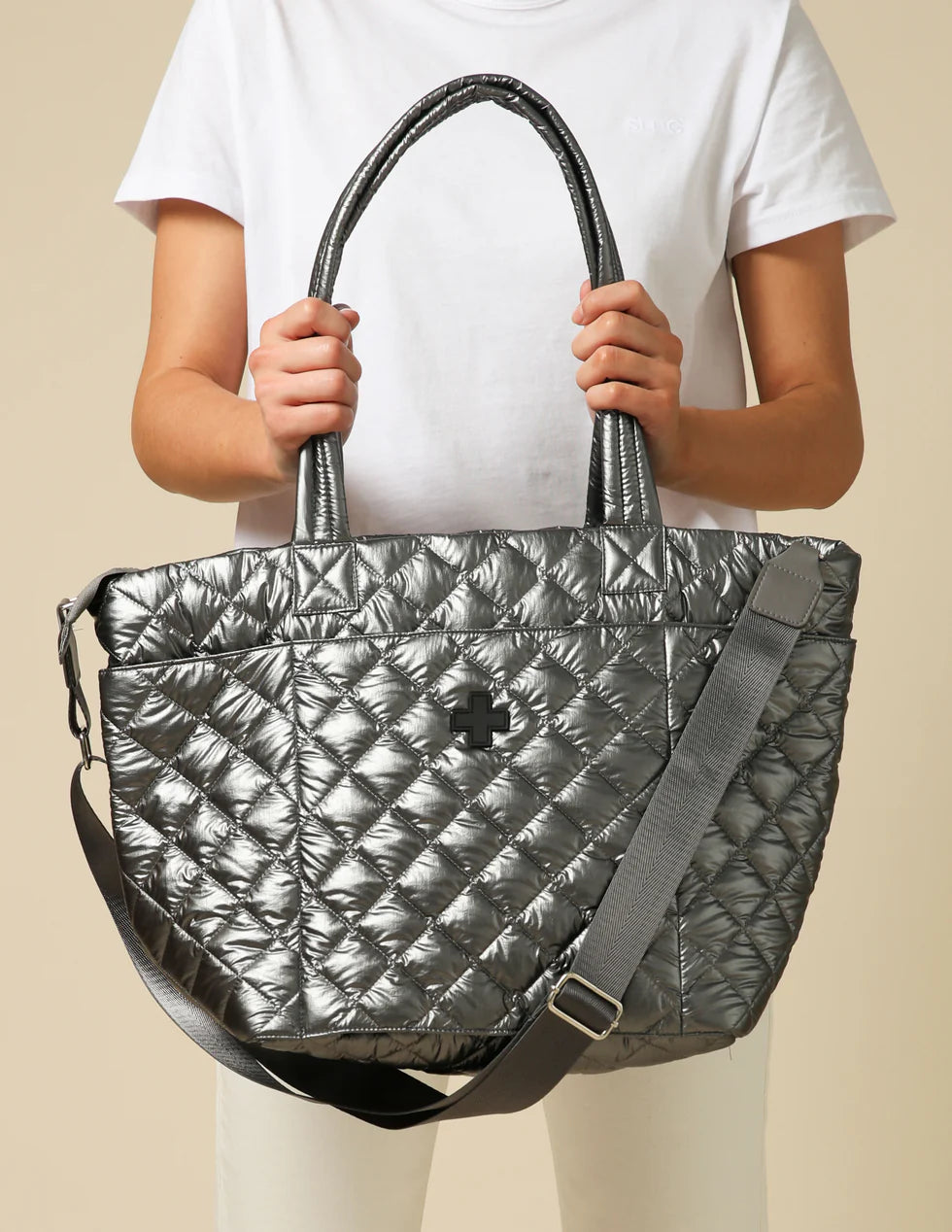 Qulited Tote Bag - Gunmetal