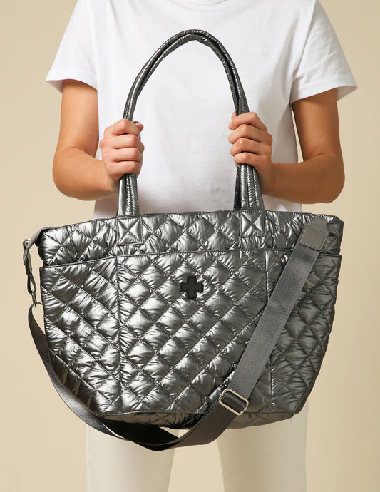 Qulited Tote Bag - Gunmetal