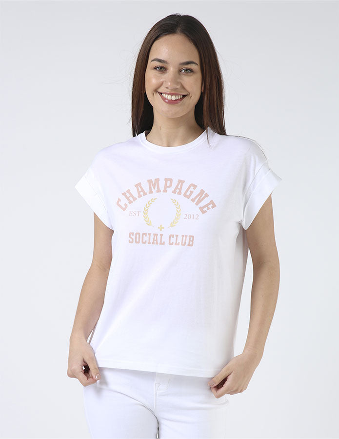Cuff Sleeve Tee | Social Club White