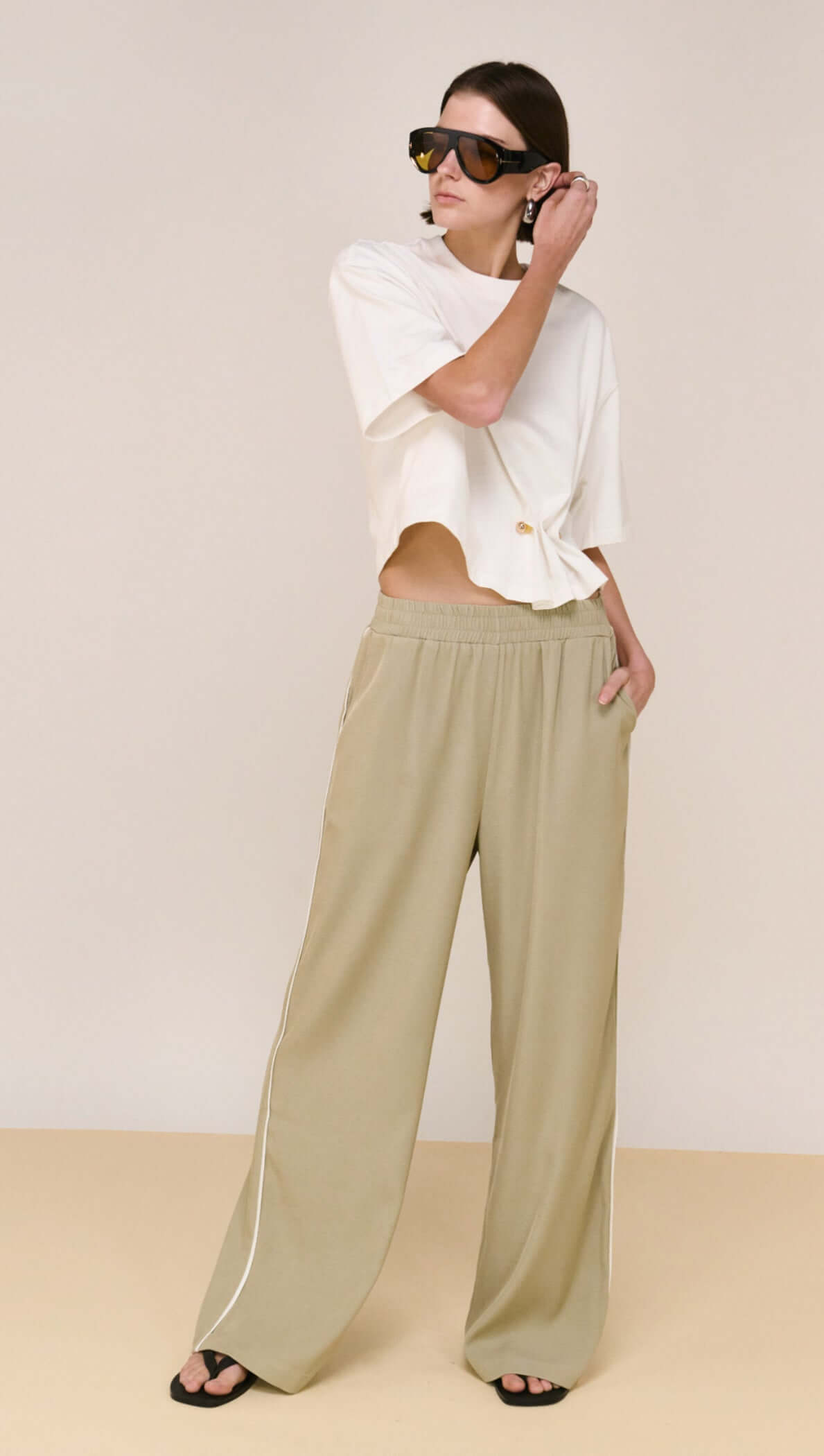 Dion Pant- Sage / Cream