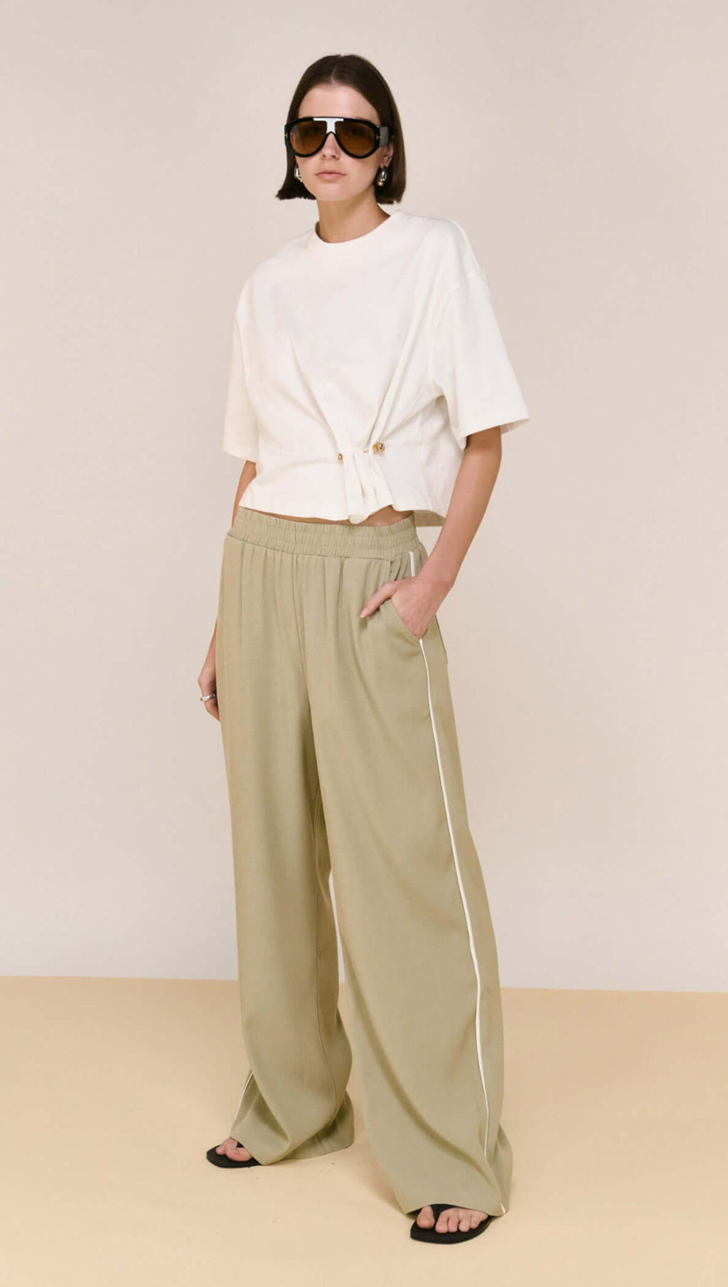 Dion Pant- Sage / Cream