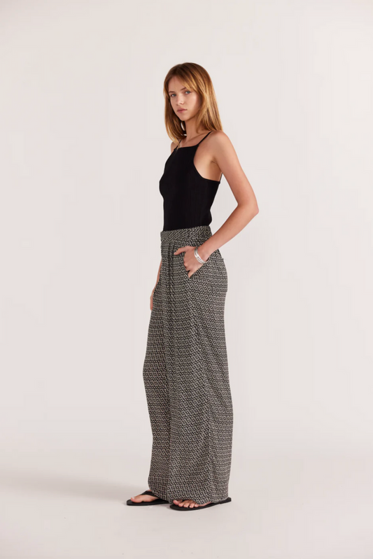 Della Wide Leg Pants | Black & Cream