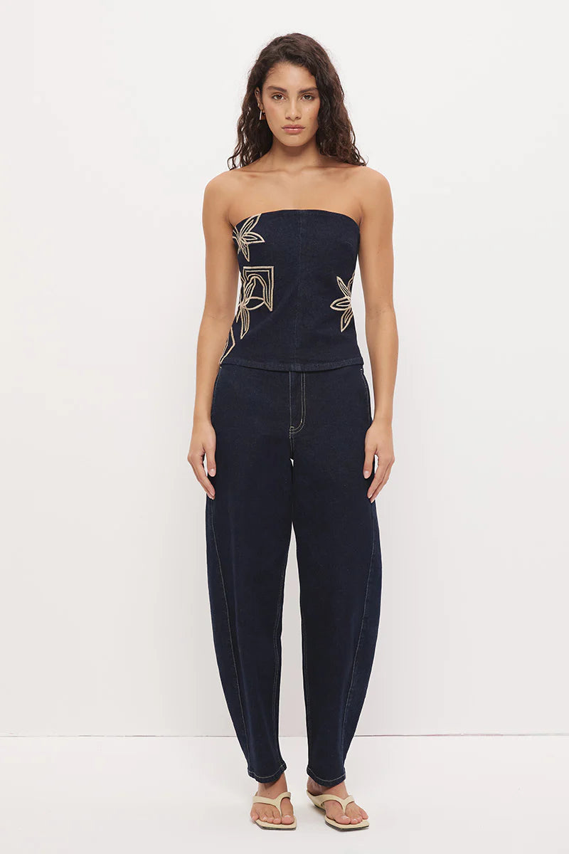 Cora Denim Barrel Leg Jean (Ink Blue)