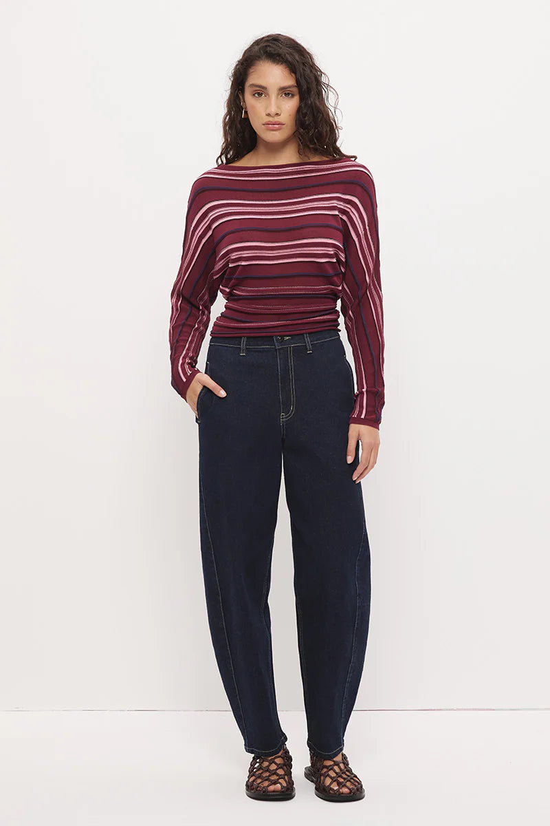 Selena Knit Top (Berry Stripe)