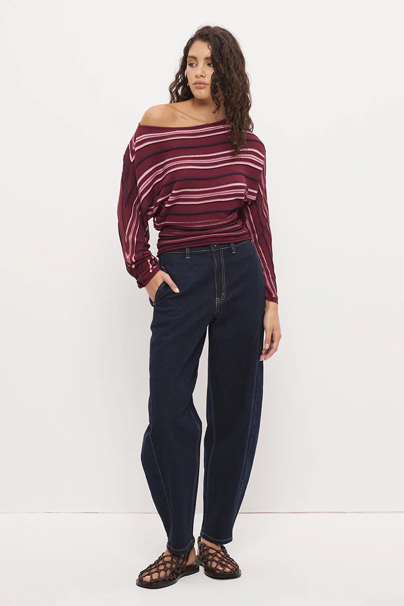 Selena Knit Top (Berry Stripe)