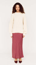 Wine Bias Midi Skirt