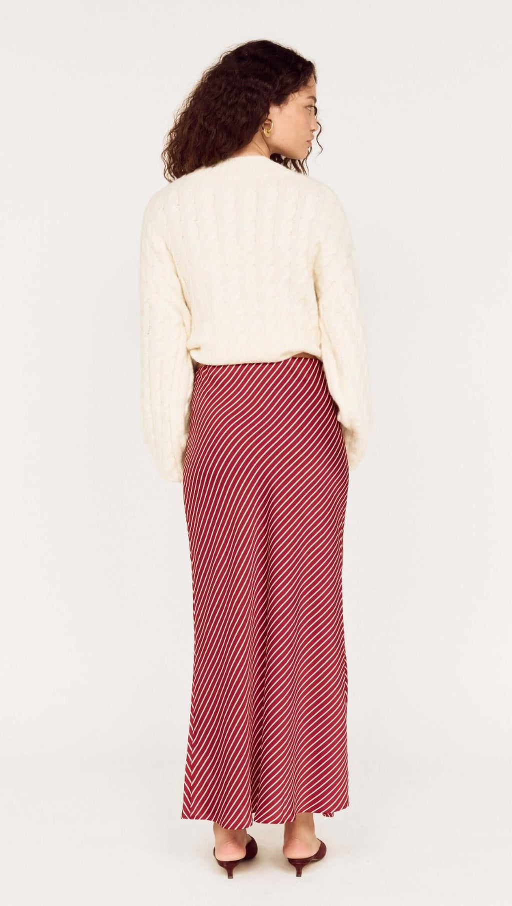 Wine Bias Midi Skirt