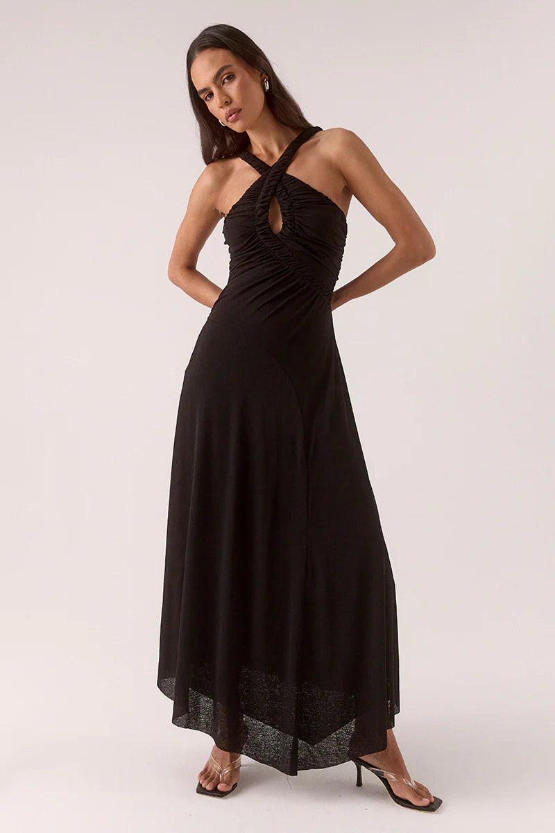 Alora Midi Dress-Black
