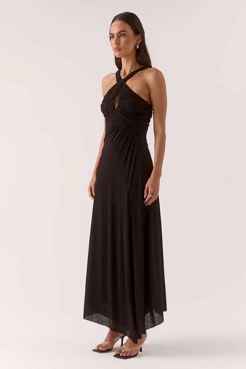 Alora Midi Dress-Black