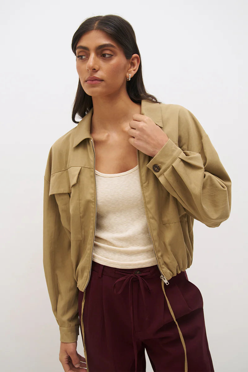 Alba Bomber Jacket- Soft Khaki