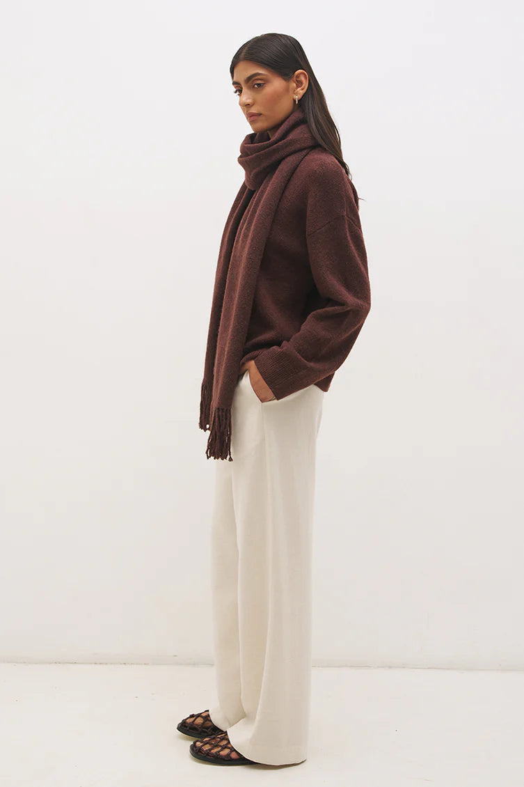 Scarf Knit Jumper-CACAO