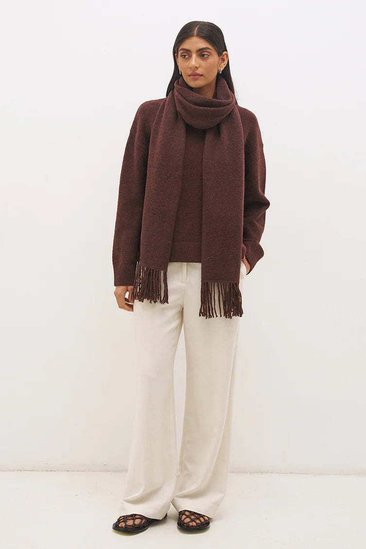 Scarf Knit Jumper-CACAO