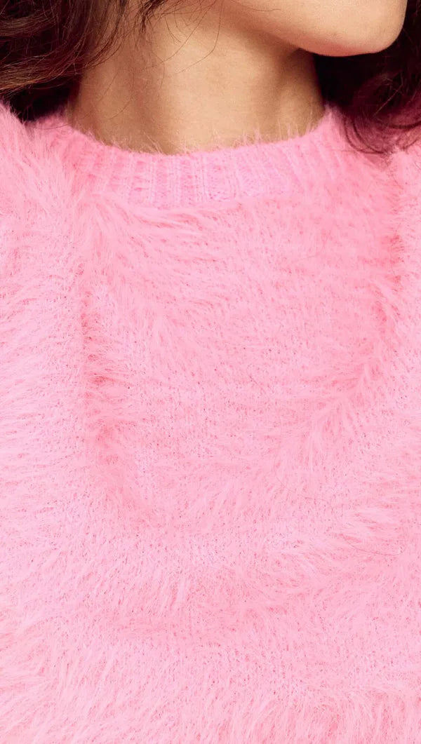 Cleo Fluffy Knit-Fuchsia