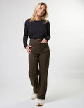 Dina Long Pant- Dark Khaki