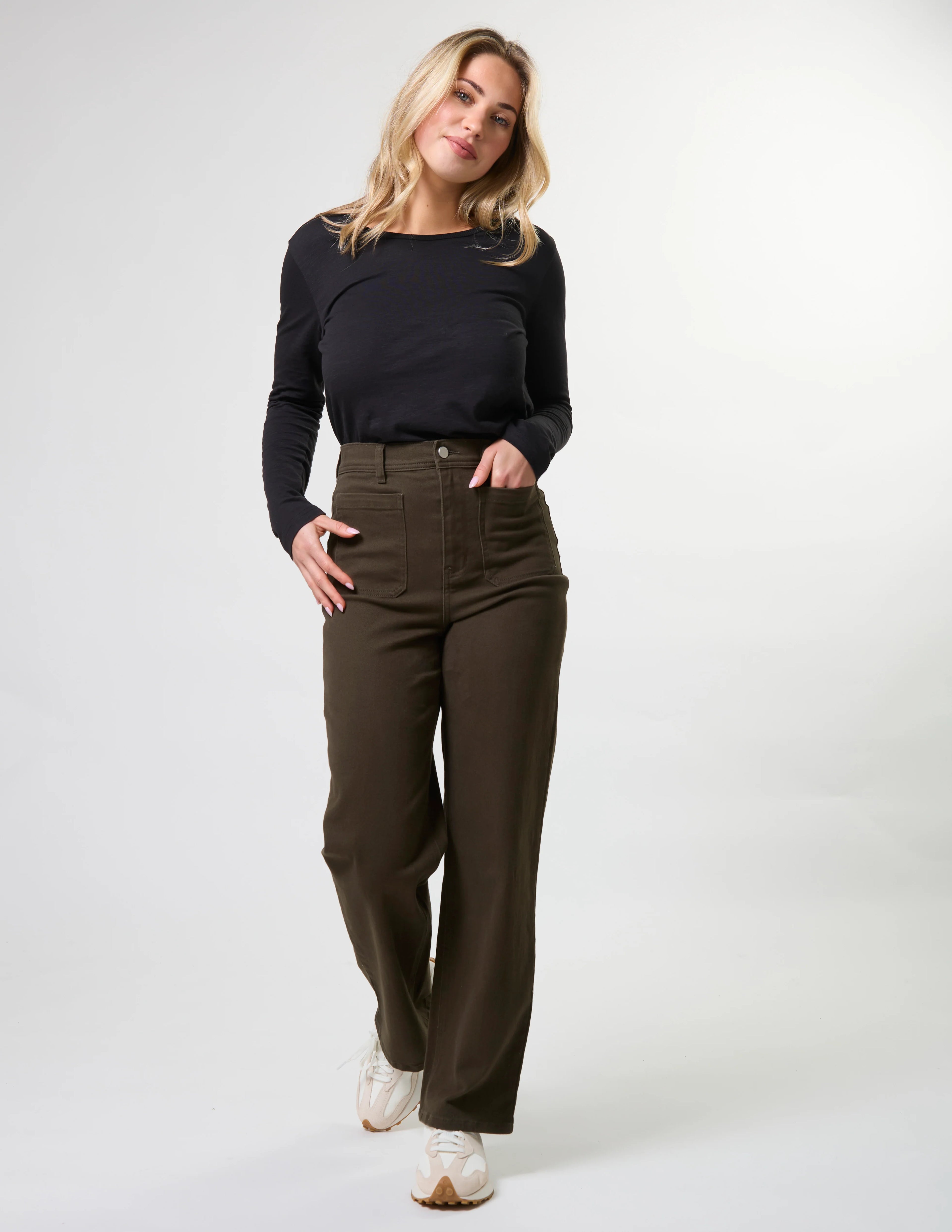 Dina Long Pant- Dark Khaki