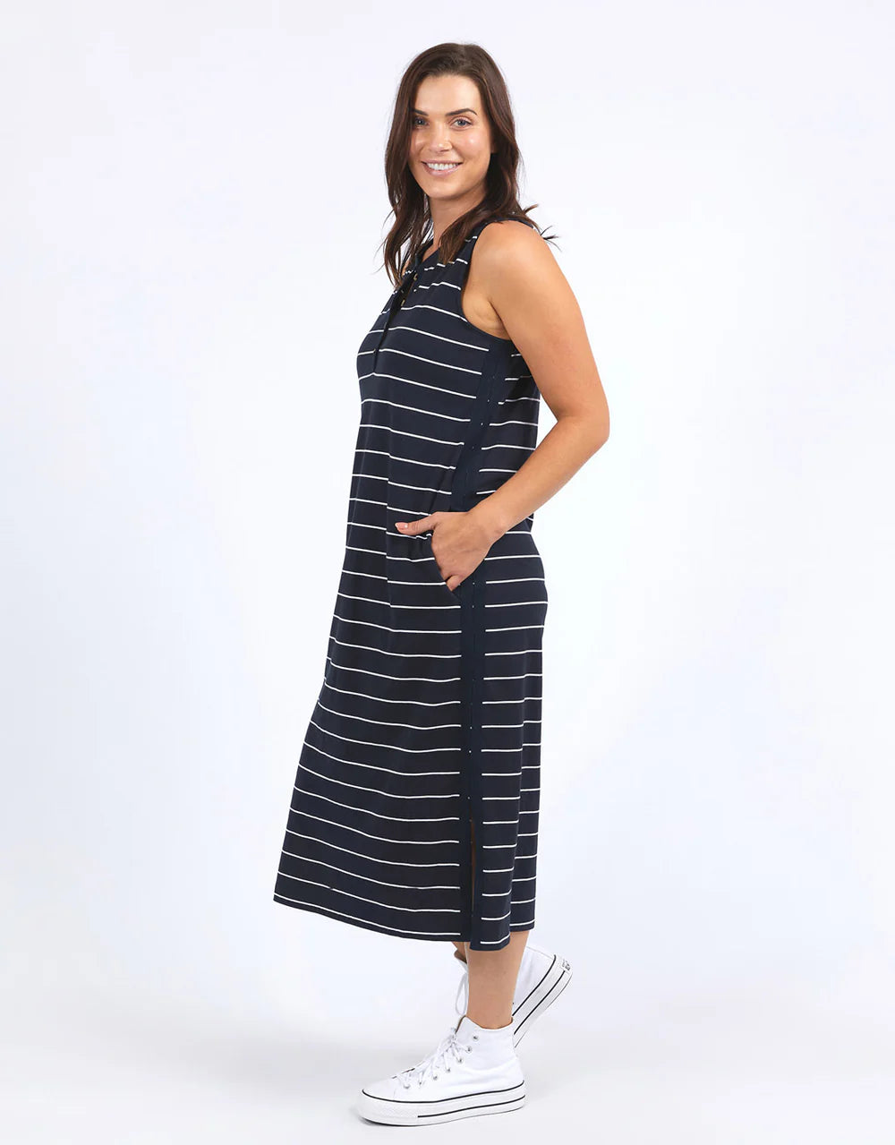 Elysian Dress | Navy and White Stripe