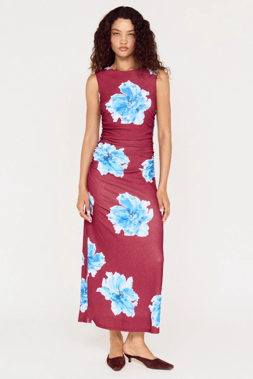 Fiorella Mesh Midi Dress- Wine