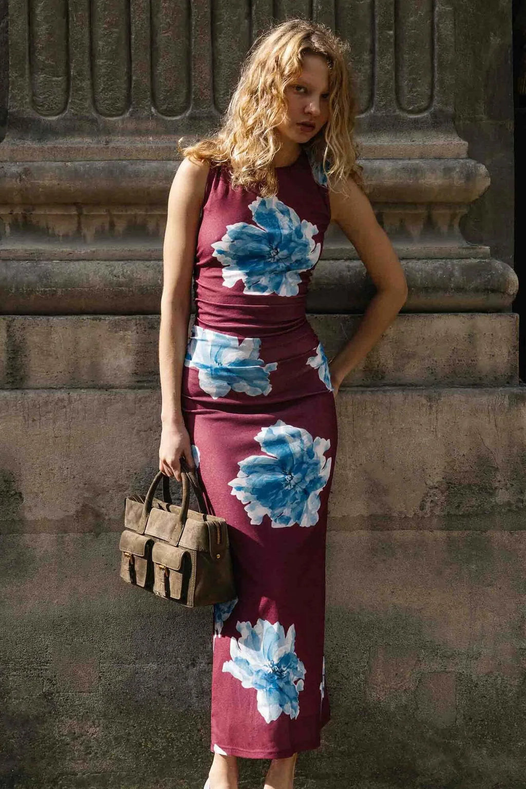 Fiorella Mesh Midi Dress- Wine