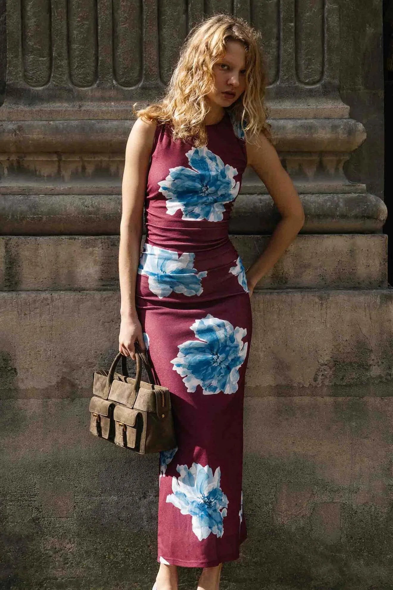 Fiorella Mesh Midi Dress- Wine