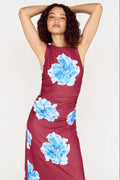 Fiorella Mesh Midi Dress- Wine