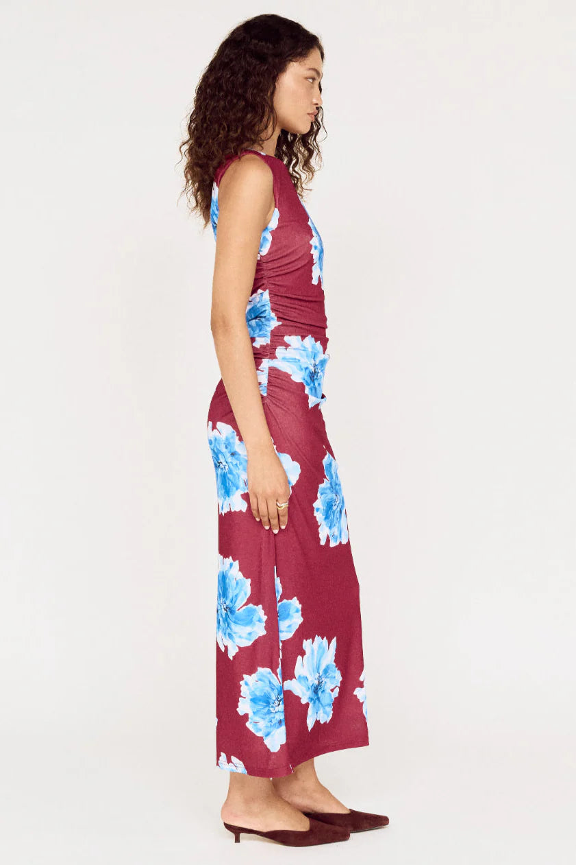 Fiorella Mesh Midi Dress- Wine
