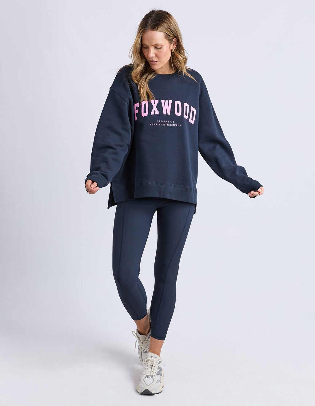 Foxwood Interval Crew- Navy & Pink
