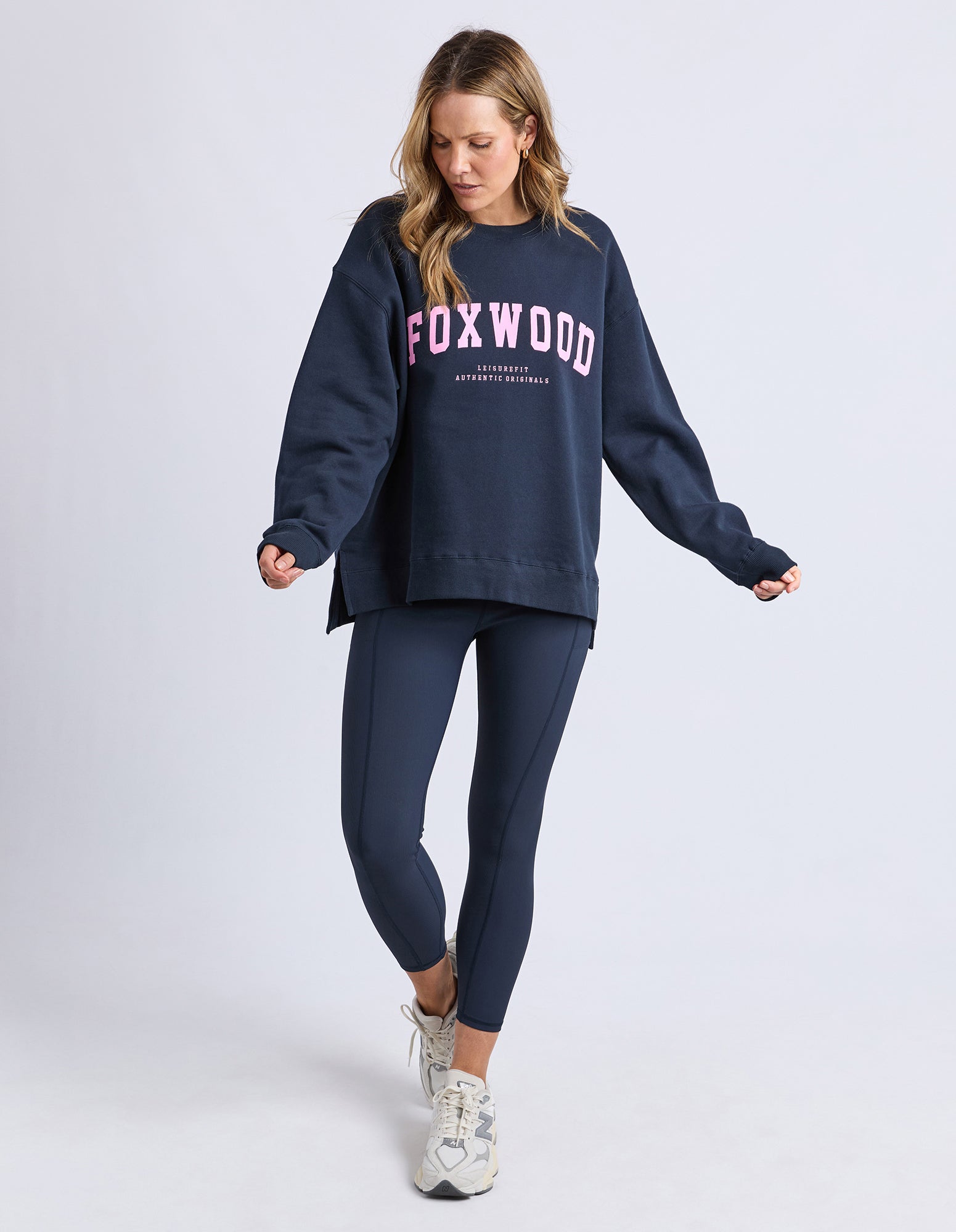Foxwood Interval Crew- Navy & Pink