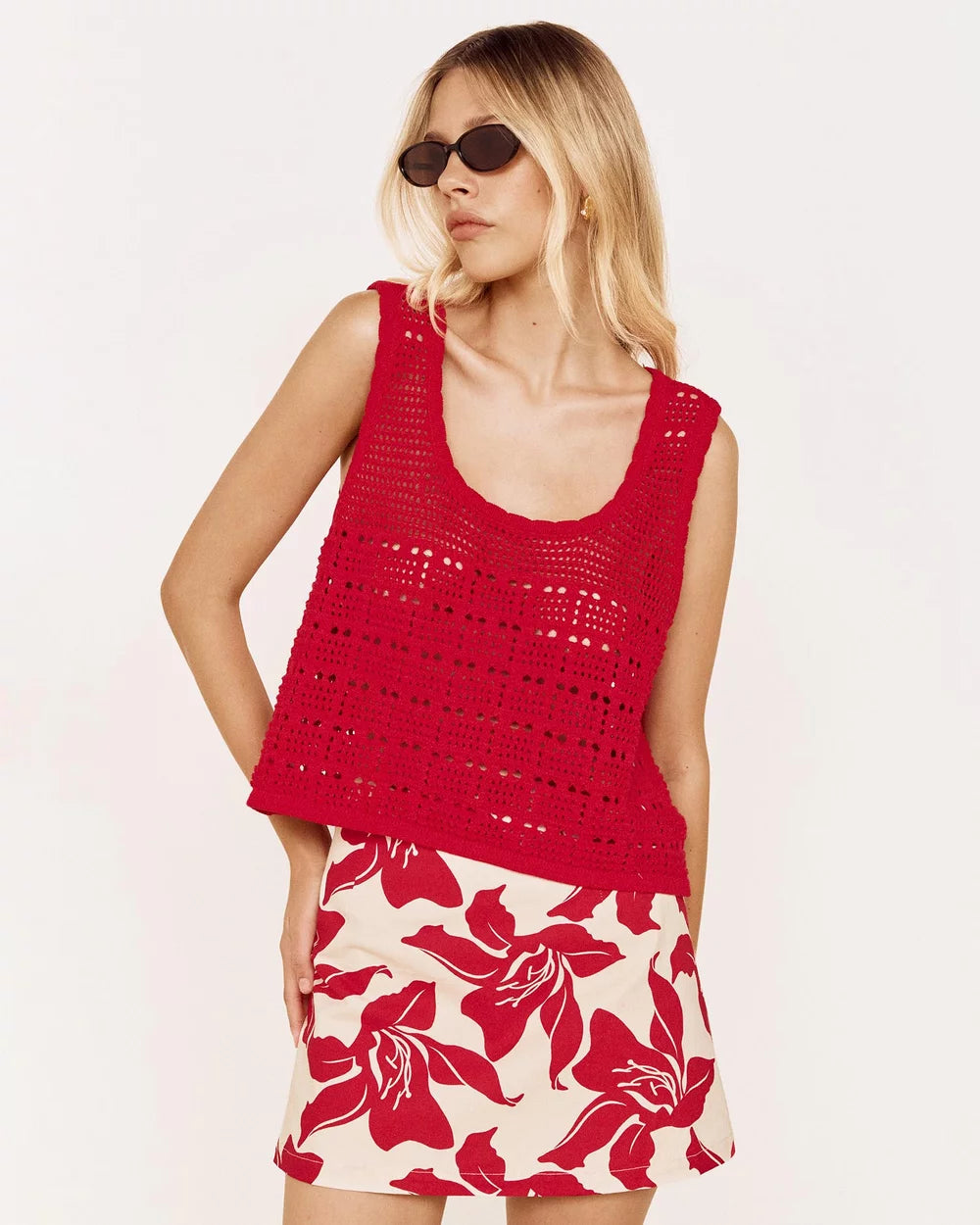 Anais Knit Tank- Red