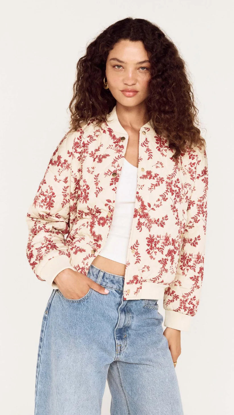 Leona Puffer Jacket -Wine/Cream