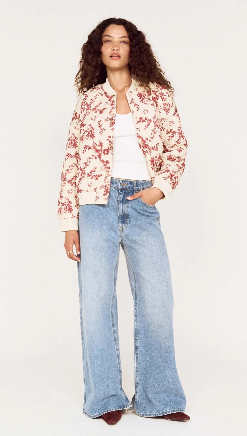 Leona Puffer Jacket -Wine/Cream