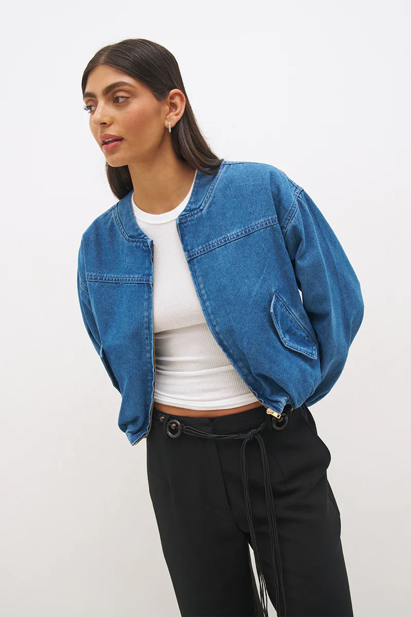 Mabel Bomber Jacket (Mid Blue)