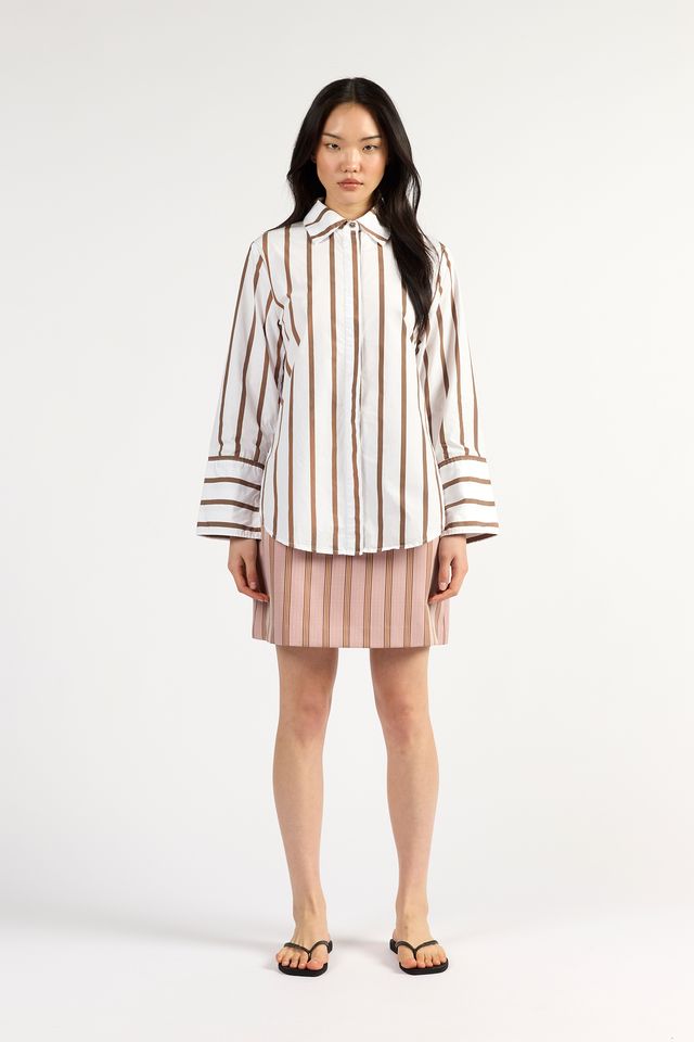 Mark Shirt- Choc Stripe