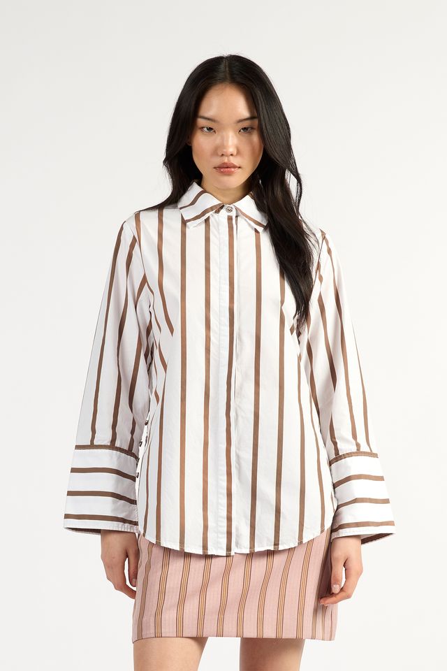 Mark Shirt- Choc Stripe