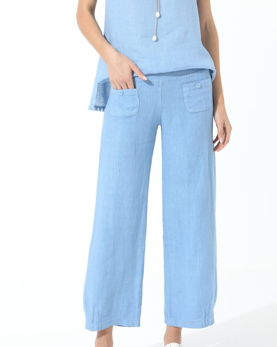 Elizabeth Scott Linen Pants | Denim Blue