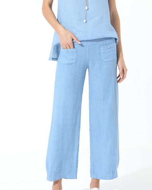 Elizabeth Scott Linen Pants | Denim Blue