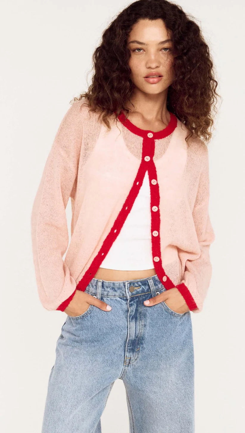 Naria Cardi -Pink/Red