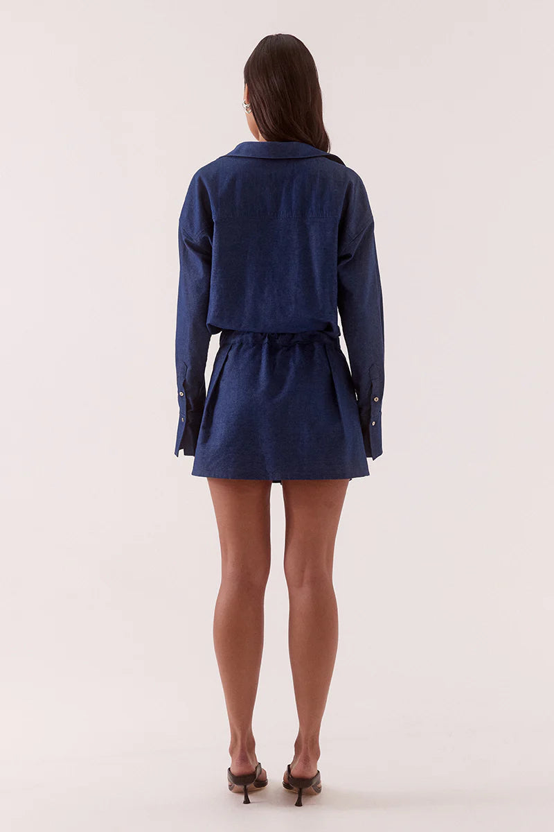 Quinn Shirt Dress (Mid-Wash Blue)