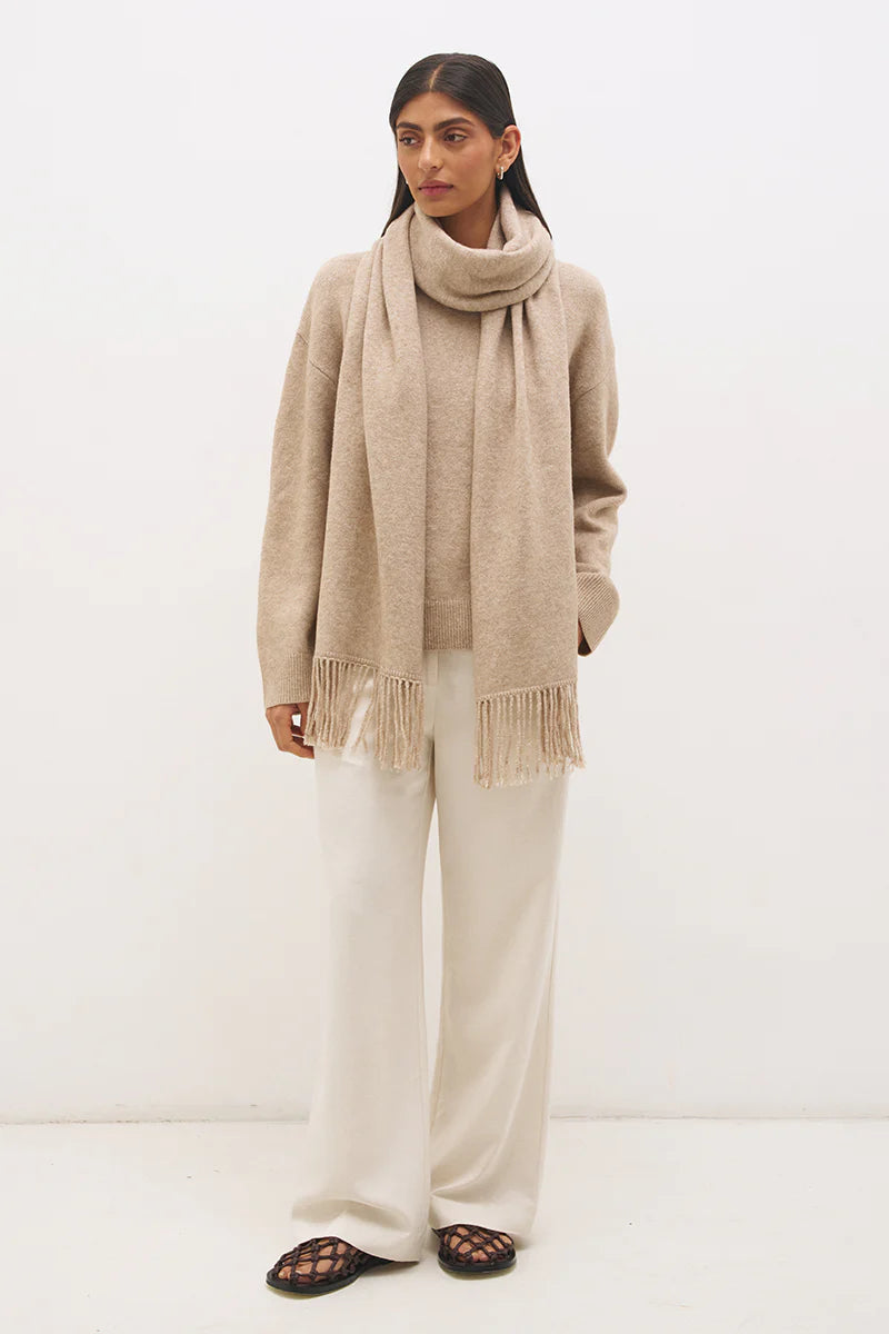Scarf Knit Jumper- Natural