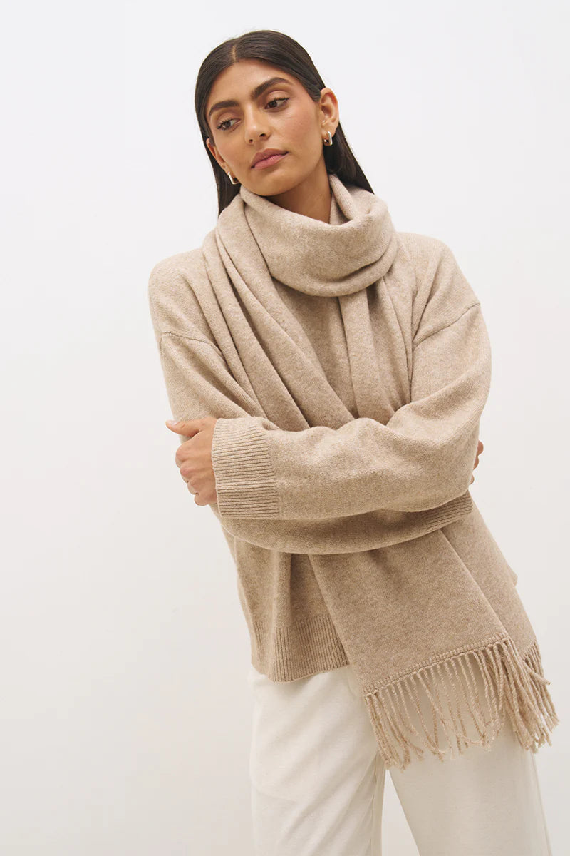 Scarf Knit Jumper- Natural
