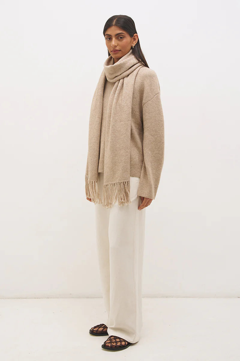Scarf Knit Jumper- Natural